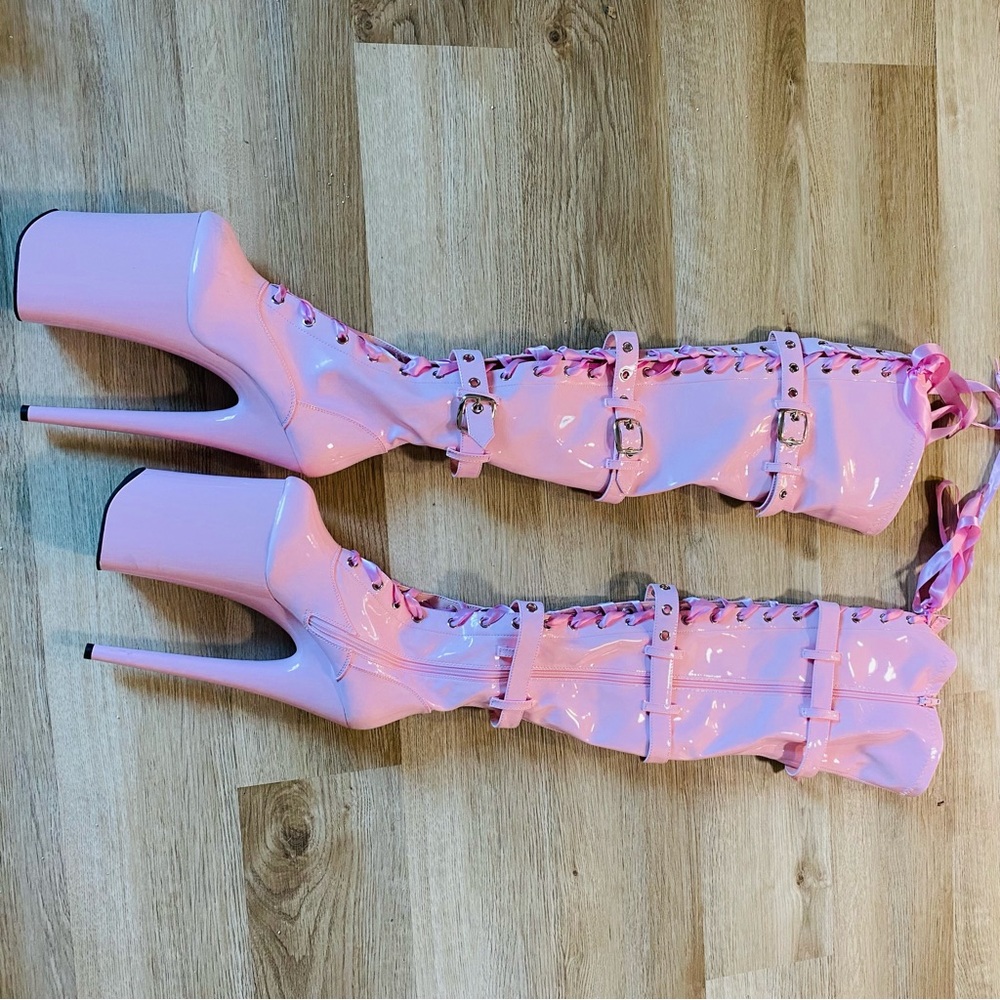 Pleaser infinity Pink Platform Lace-Up Boots